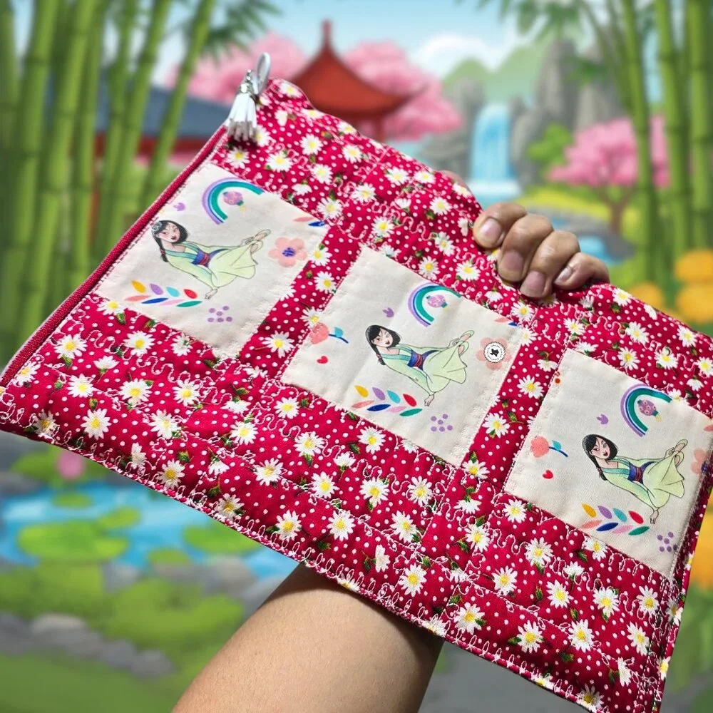 Handmade One-in-a-kind Quilted Mulan Zipper Sleeve for iPad ebook journal